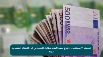 تحديث 11 سبتمبر.. ارتفاع سعر اليورو مقابل الجنيه في أبرز البنوك المصرية اليوم